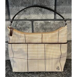 Lauren Ralph Lauren Houndstooth Shoulder Bag Plaid Single Handle Tweed